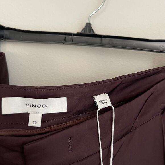 NWT Vince Brown Satin Pleat Front Wide Leg Trousers (Size 20) - Picture 4 of 12